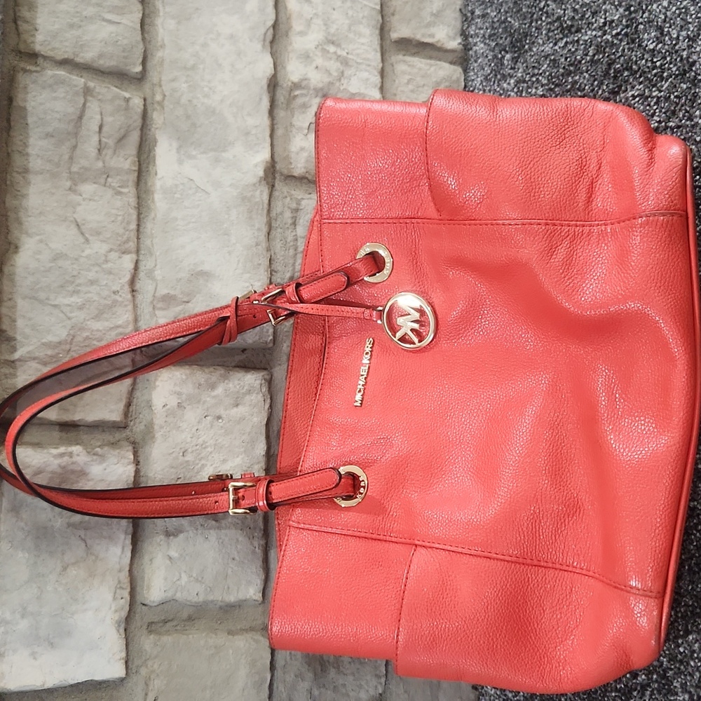 Michael Kors Red Leather Tote Purse